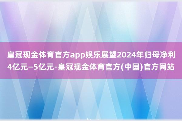皇冠现金体育官方app娱乐展望2024年归母净利4亿元—5亿元-皇冠现金体育官方(中国)官方网站