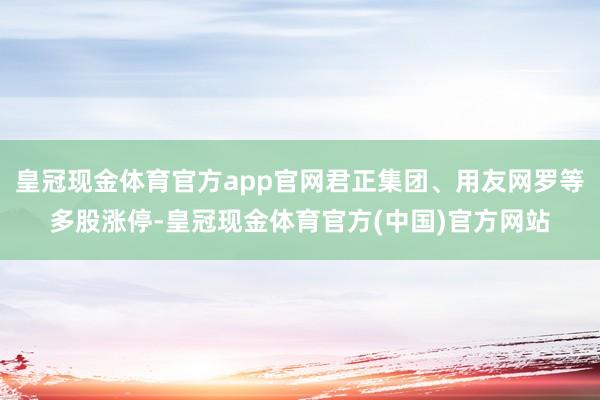 皇冠现金体育官方app官网君正集团、用友网罗等多股涨停-皇冠现金体育官方(中国)官方网站